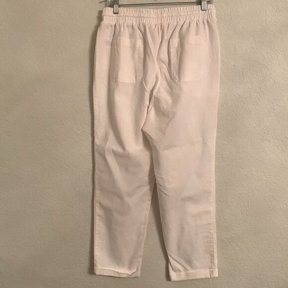 Ci Sono Wovens Linen Blend Lightweight Pockets White Women’s Boho Pants Size L - Picture 2 of 10